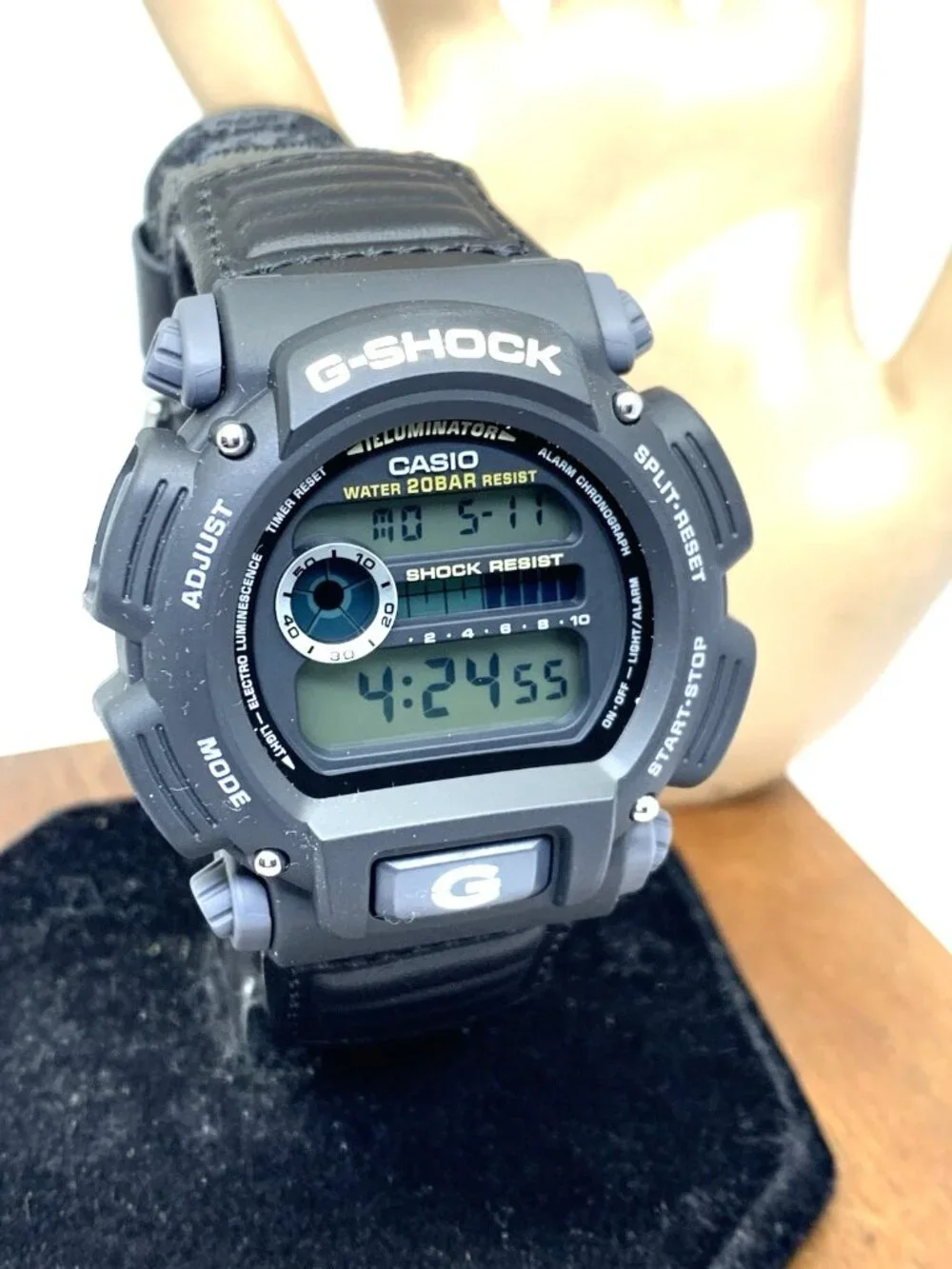 Casio Men's Watch G-Shock DW9052 Black Resin Gray Nylon Digital 44mm Sport 3232